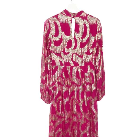 Anthropologie Hemant & Nandita Metallic Maxi Dress Pink & Gold Size 4 NWT $435 - Picture 9 of 13